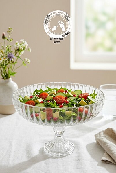 Glamis وعاء سلطة وفاكهة زجاجي مصنوع يدويًا من سيلين كونسبت، طراز لينيا داملا،...