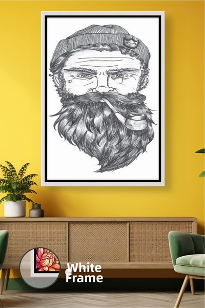 KOSS Dijital Pictură pe pânză înrămată cu desen retro masculin de bărbat cu b...