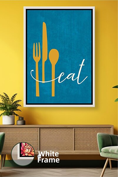 KOSS Dijital Tipografie modernă Eat, pictură pe pânză înrămată cu tematică de...