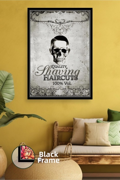 KOSS Dijital Pictură pe pânză înrămată cu design de craniu pentru frizerii și...