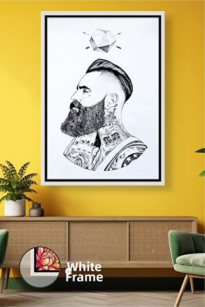 KOSS Dijital Pictură modernă pe pânză înrămată, cu desen minim, portret de bă...