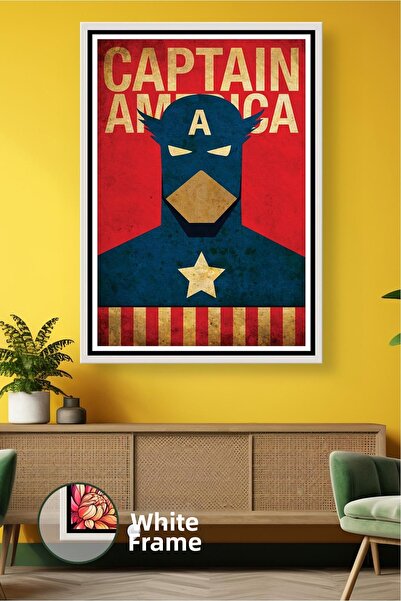 KOSS Dijital Decorare de perete în stil retro Captain America, pictură pe pân...