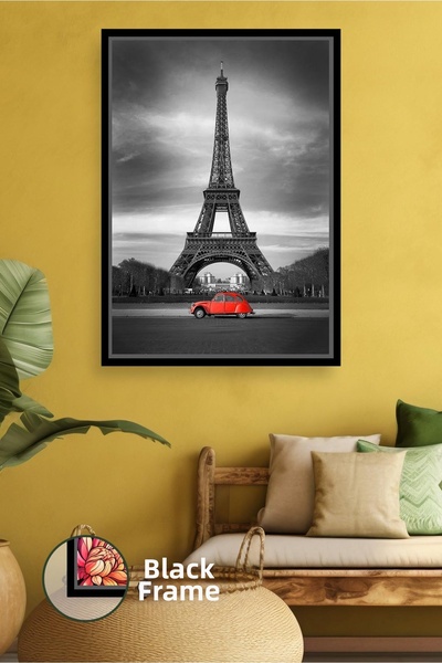 KOSS Dijital Pictură pe pânză înrămată cu tematică de oraș modern, roșu, negr...