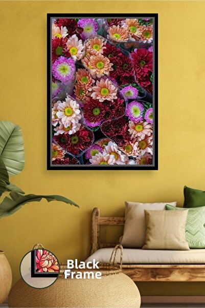 KOSS Dijital Tablou decorativ cu model de flori de crizantemă colorată, tablo...