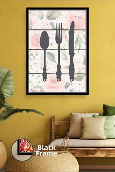 KOSS Dijital Pictură pe pânză cu cadru figurat cu model floral boem cu furcul...