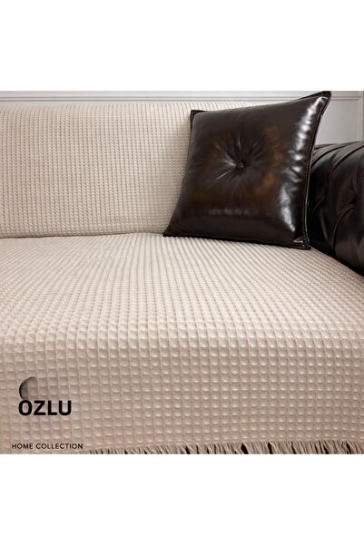 Özlü Home غطاء أريكة/كنبة سرير بنمط قرص العسل متعدد الأغراض 170/220 بيج