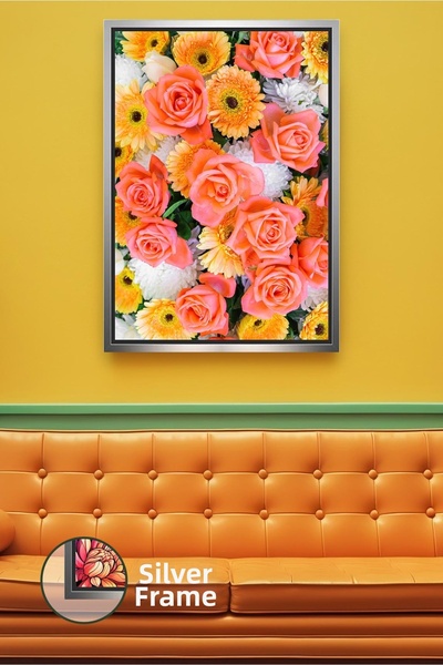 KOSS Dijital Πορτοκαλί τριαντάφυλλο και χαμομήλι με λεπτομέρειες με λουλούδια...