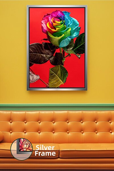 KOSS Dijital Цветна роза Цветя Снимка Ярък червен фон Модерен декоративен сти...