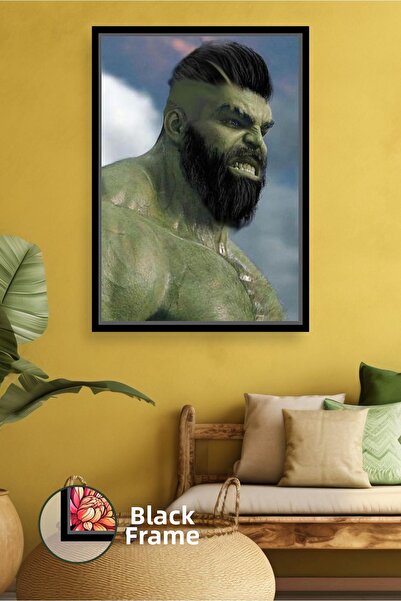 KOSS Dijital Hulk Style Bearded Concept Wall Decor Framed Canvas Painting for...