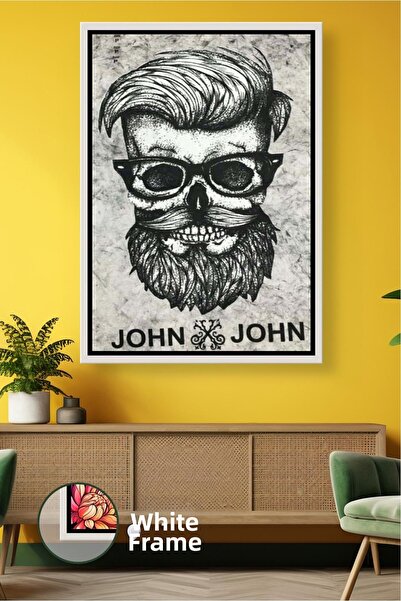 KOSS Dijital Pictură pe pânză înrămată cu craniu masculin cu barbă, decor mas...