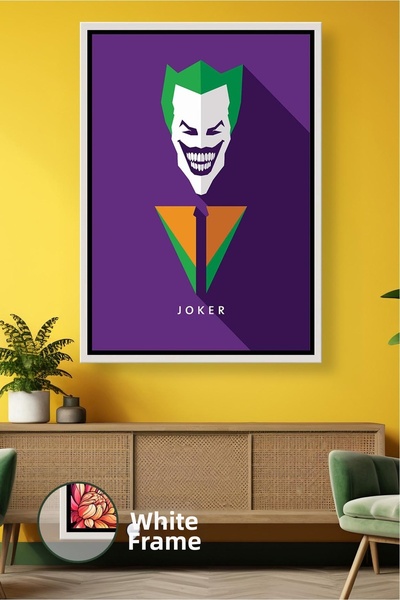 KOSS Dijital Joker Minimal Face Design Decor de perete cu fundal violet Pictu...
