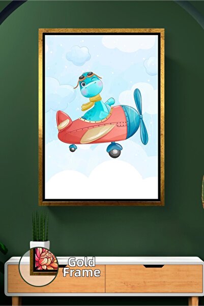 KOSS Dijital Pictură pe pânză înrămată cu design drăguț de avion cu dinozaur,...