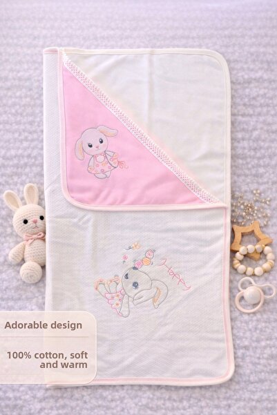 Tomuycuk Baby Blanket Soft Happy Rabbit Girl with Pink Headgear Stroller Cove...