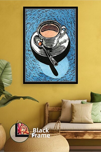 KOSS Dijital Ilustrație de ceașcă de cafea modernă boho, pictură pe pânză înr...