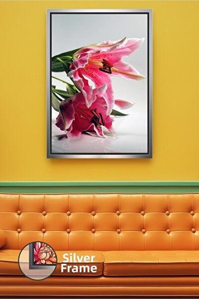 KOSS Dijital Κομψή διακόσμηση τοίχου σαλονιού και γραφείου με ροζ λουλούδια κ...