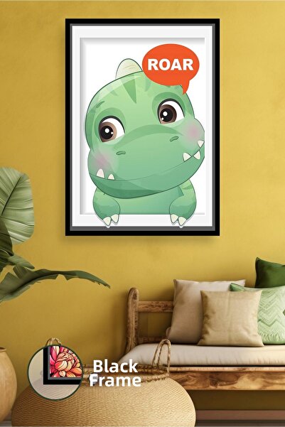 KOSS Dijital Pictură pe pânză înrămată, personaj bucăți, cu dinozaur verde sc...