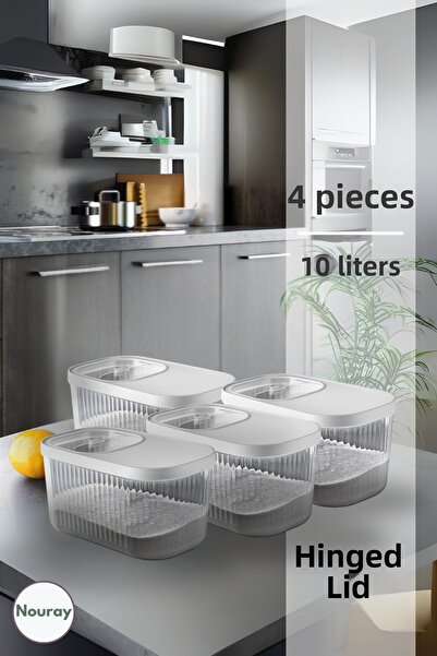 nouray (4Pcs) 10 Liter Sliding Lid Food Detergent Storage Box
