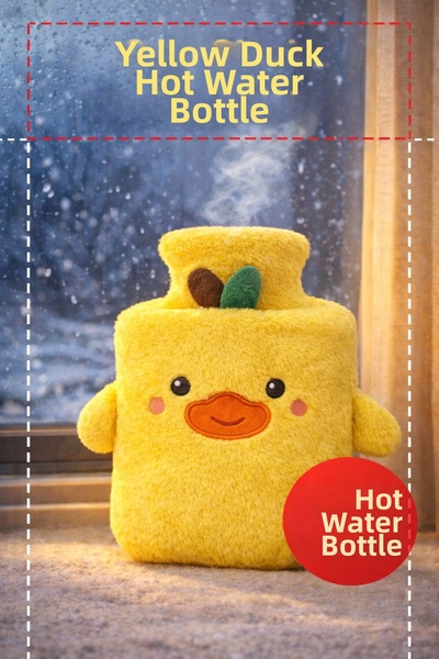 TOYFEST حقيبة ماء دافئ على شكل كتكوت أصفر، هدية ناعمة من القطيفة لعيد الحب