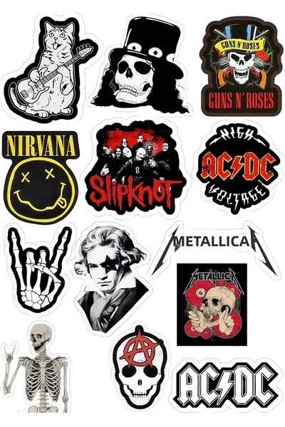 Limitless Design Rock & Alternative Music Themed Sticker Poster Set – Cartoon...