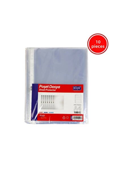 KRAF XL Pouch File, 10 Pieces, Pack of 100, A4 Size, Transparent