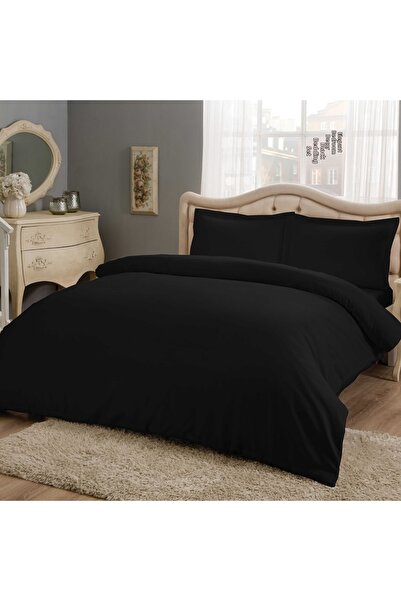 Taç طقم غطاء لحاف أساسي بحجم كينج من الساتان الأسود