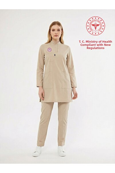 Class Üniforma Hijab-Beige Health Technician, Technician Uniform Stretch Fabr...