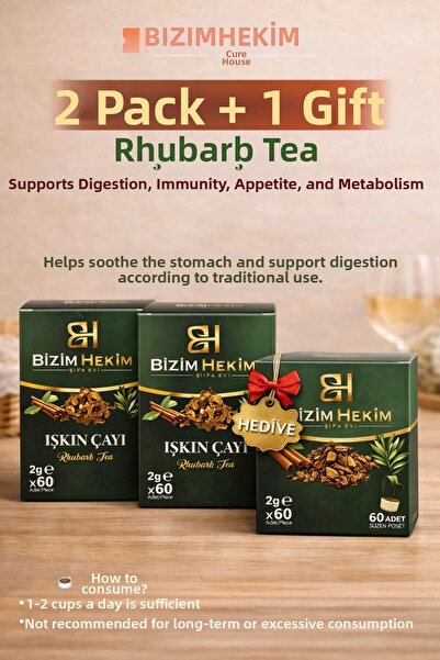 BİZİMHEKİM ŞİFA EVİ Our Doctor Işkın Tea 2 Boxes + 1 Box Gift, 2g X 60 Infusi...