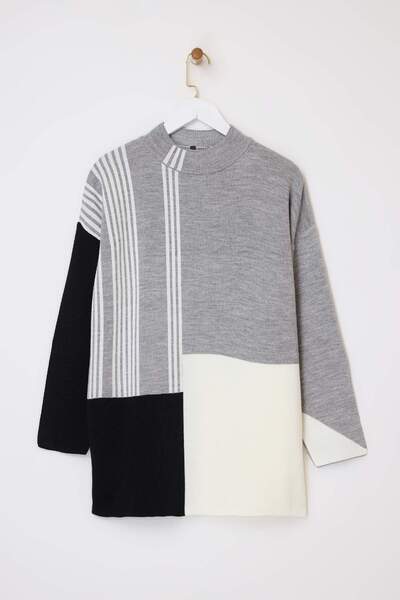 Trendyol Modest Gray Plain Single Plate Knitwear Tctaw26Ak00024