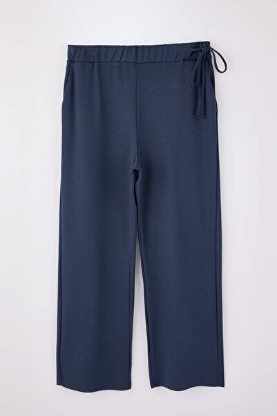 Trendyol Curve Anthracite Waist Tie Detailed Flowy Soft Fabric Plus Size Swea...