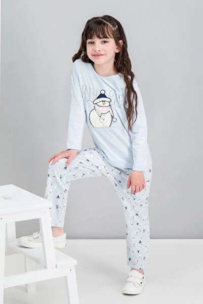 ROLY POLY Winter Snowman Mavimelanj Kız Çocuk Pijama Takımı