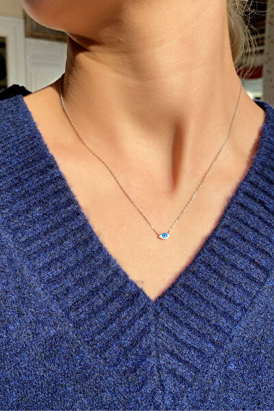 Spossy Silver Jewelry 925 Ayar Gümüş, Silver, Minimal Nazar Göz Kolye