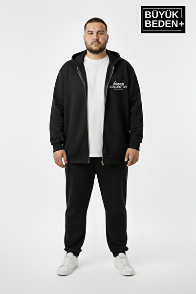 Superlife Men's Plus Size Zippered Hooded Unified Printed Thin Sweatshirt Cardigan Spr26Bhr924