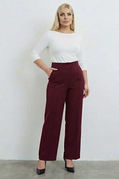 tarzımsüper بنطلون نسائي مقاس كبير عالي الخصر مقاس كبير من قماش تشيمالي قماش قابل للتمدد المريح