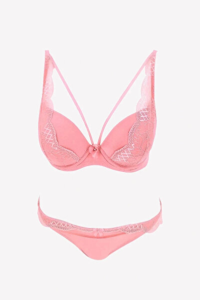 Pierre Cardin Kadın Pembe 4720 Rome Soft Push Up Dolgulu Dantelli Sütyen Takı...
