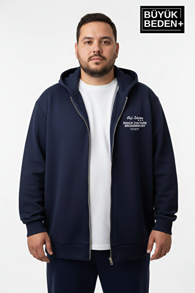 Superlife Erkek Büyük Beden Fermuarlı Kapüşonlu Chef Baskılı ince Sweatshirt ...