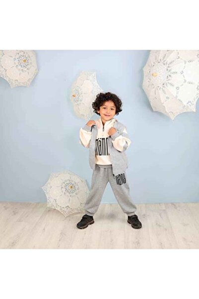 Mamnon 3-piece gray and beige zippered set