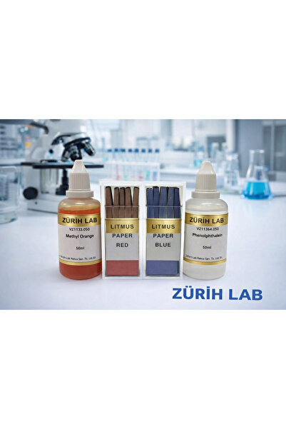 Laboratuvar Market Ph Test Kiti 4'lü Set - Turnusol Kağıdı (MAVİ KIRMIZI) / Metiloranj / Fenolftalein
