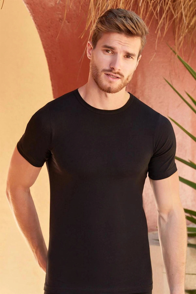 Berrak 1024 قميص رجالي من الجيرسيه الليكرا بأكمام قصيرة ورقبة دائرية