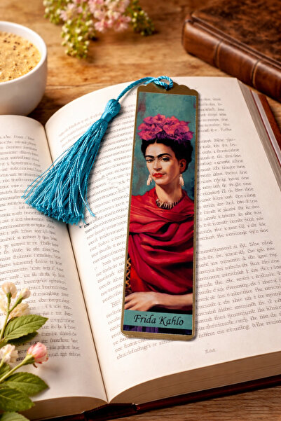 RenkliİzlerAtölyesi Sanatsal Tablo Temalı Metal Kitap Ayracı (Frida Kahlo)