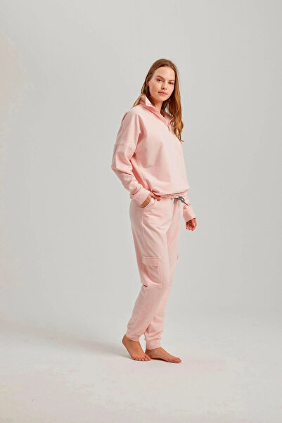 Pamuk & Pamuk Cotton Pink Women's Tracksuit Set
