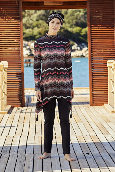 Adasea Жіночий чорний купальник з лікрами, повністю закритий, 4270