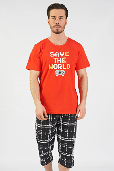 GAZZAZ Pamučni muški set kapri pidžama kratkih rukava