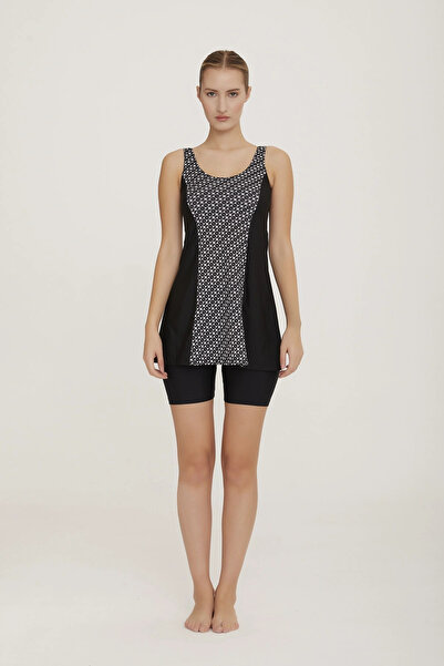 Genel Markalar Kalın Askılı Taytlı Su Tutmayan Kumaş Kadın Taytlı Mayo 3602