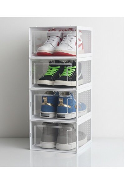 SyaMAG Set 4 cutii depozitare Incaltaminte, cu fereastra, plastic transparent...