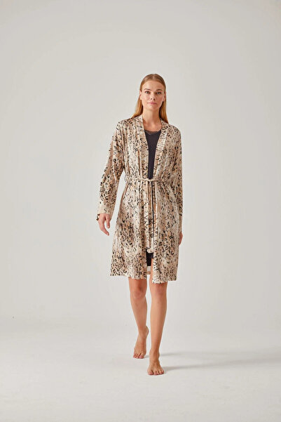 Pamuk & Pamuk Віскозний жіночий халат - леопардовий принт