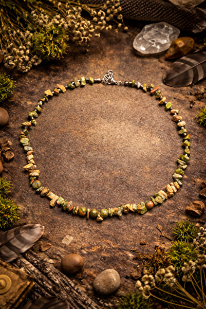 magıcgrange Unakite özel tasarım  kolye  yengeç akrep başak burçlar el yapımı...