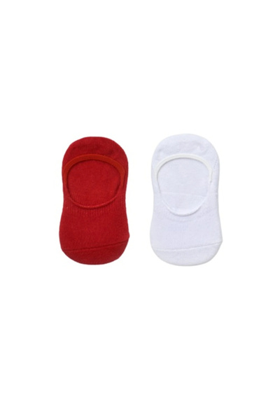 Bibaby Biorganic Basic Kız Babet 2'li Çorap 68455 Kırmızı-beyaz