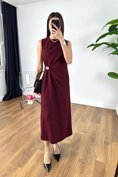 Lady Pixie Gold Buckle Slit Detail Dress