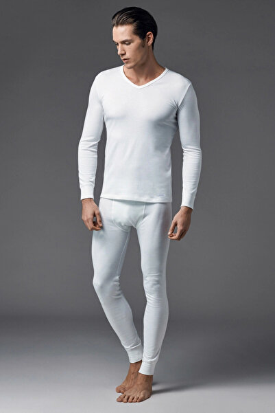 Eros Erkek Ekru V Yaka Uzun Kol Termal Üst Es011458