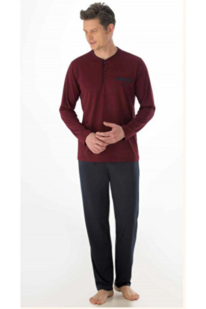 Eros Claret Red Patchwork Long Sleeve Pajama Set Ese922